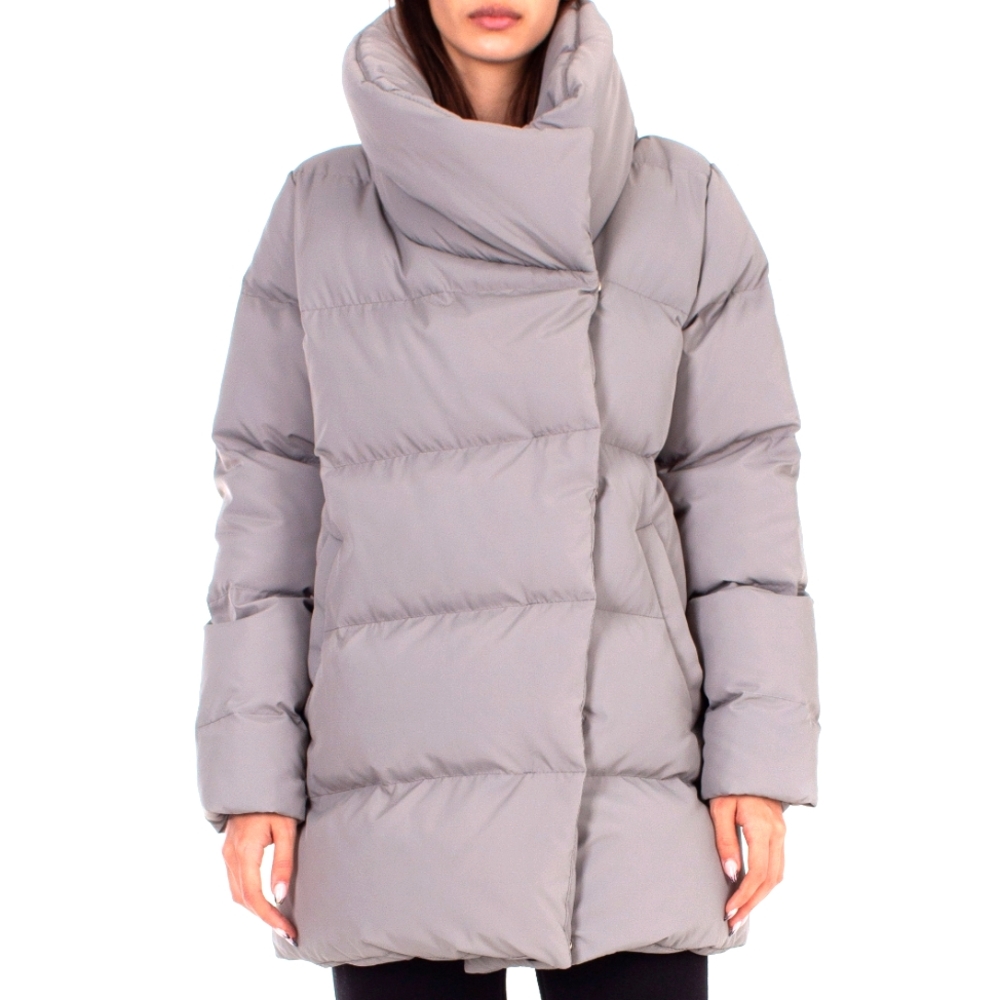 MOUSSY Shawl Collar Winter Coat Jacket Down Feather Puffer Jacket Gray S